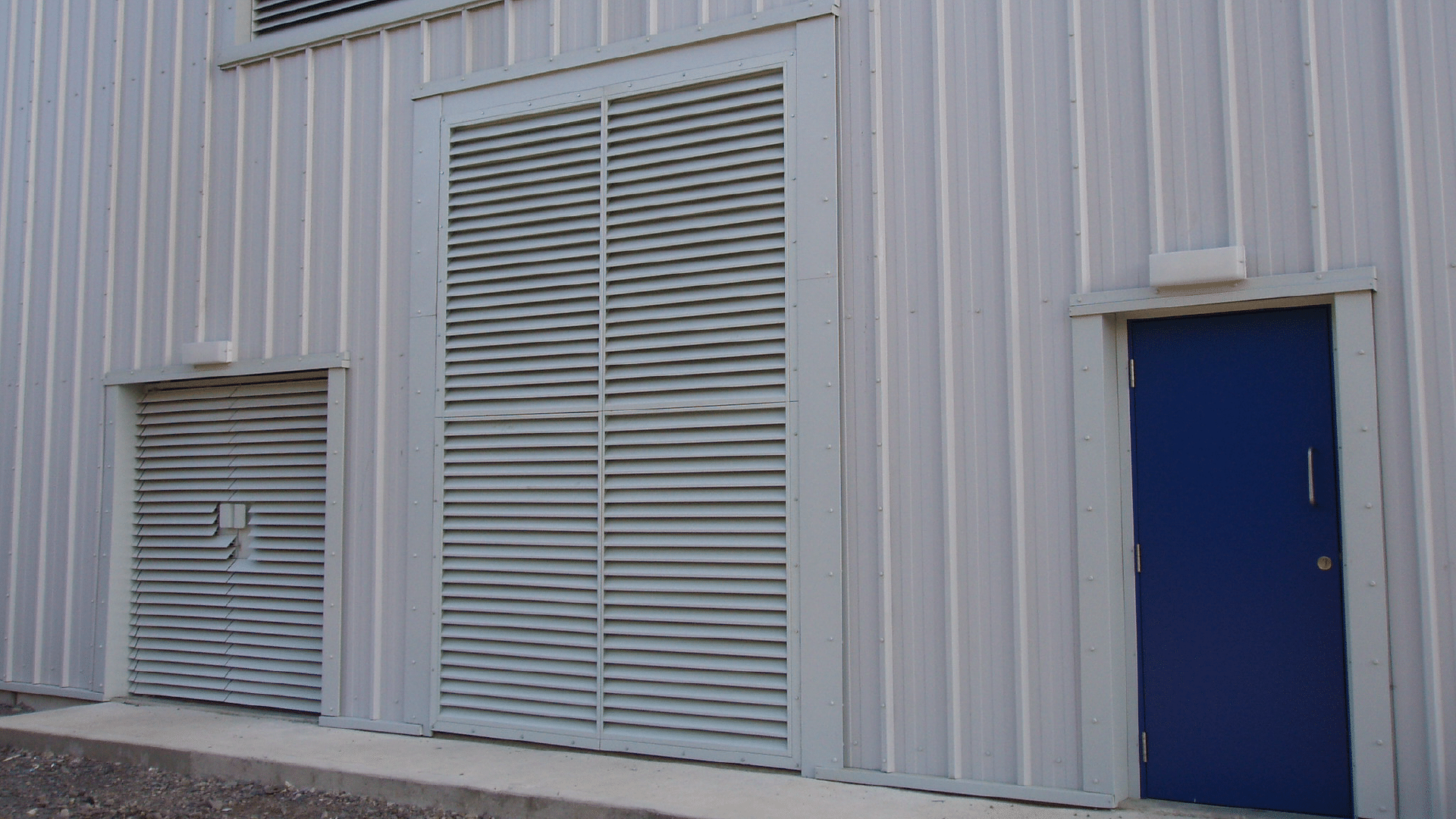 Acoustic Louvres on the side of an industrial unit