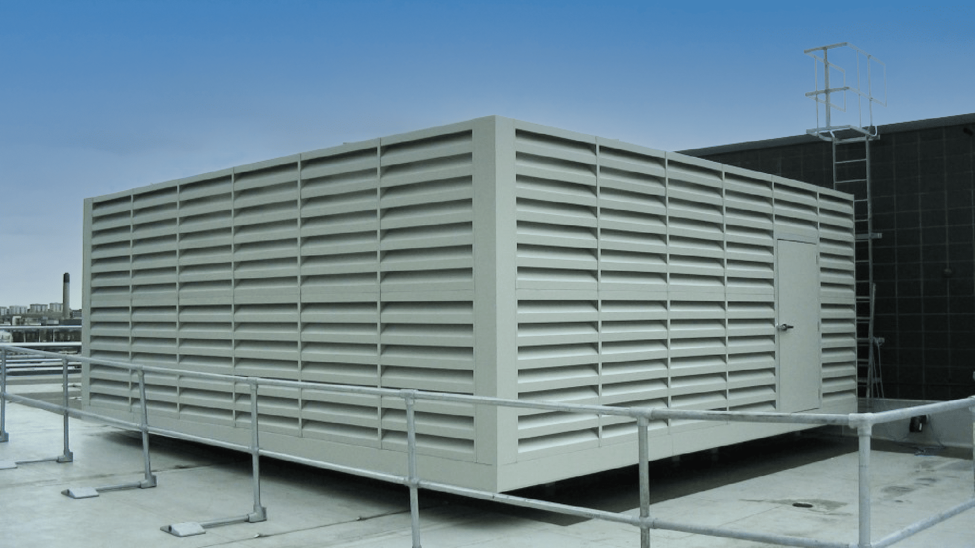 Acoustic Louvres & Louvred Barriers on the roof of a building